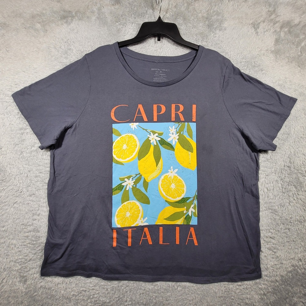 Grayson Threads Womens 3X Capri Italy Lemons Graphic‎ T-Shirt Top Plus Size